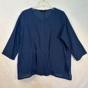 Blue Textured Women's Blouse by Jason